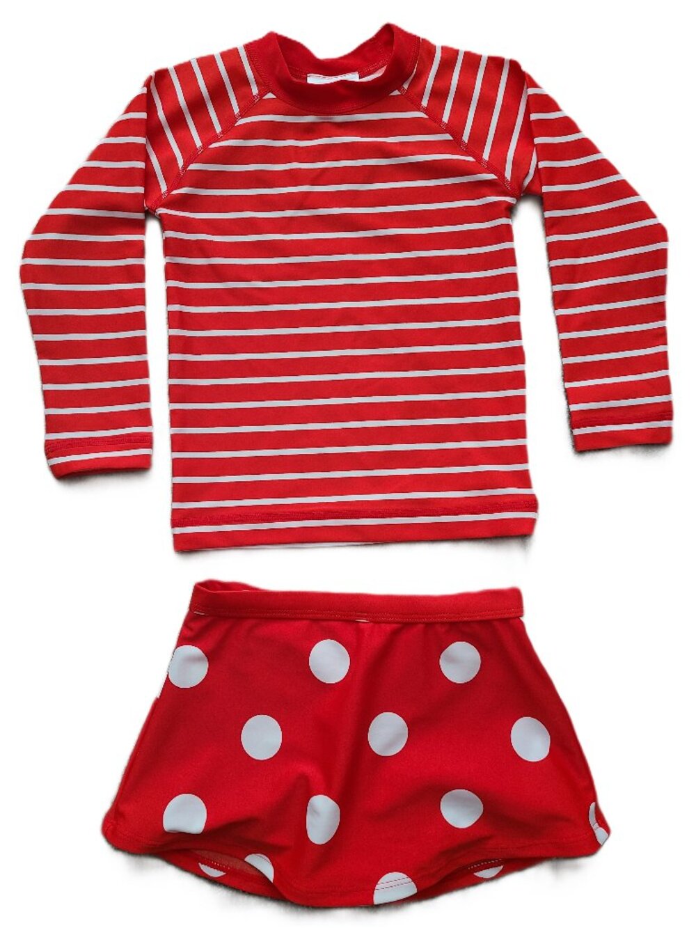 Hanna Andersson Sunblock Rash Guard and Swim Skirt Tangy Red Girls Size 3